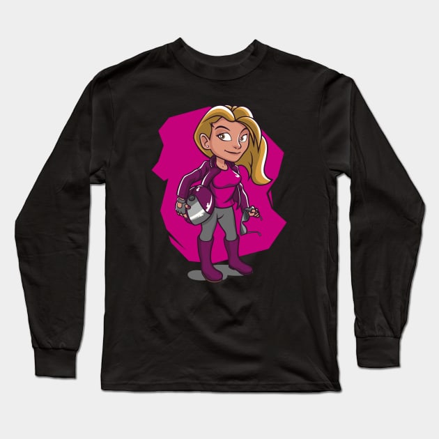 Biker Girl Long Sleeve T-Shirt by EderSouza